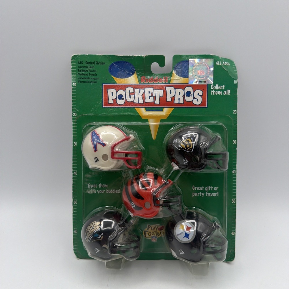 Riddell Pocket Pro football helmet set 1997 AFC central Oilers Tennessee Titans